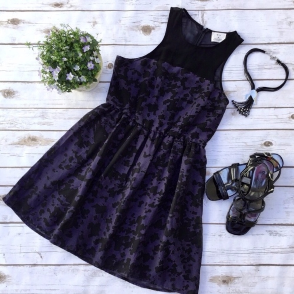 Pins And Needles Blue Black Sheer Insert Dress